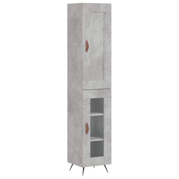 vidaXL Highboard Betongrau 34,5x34x180 cm Holzwerkstoff