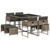 vidaXL 9-tlg. Garten-Essgruppe mit Kissen Grau Poly Rattan