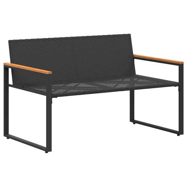 vidaXL Bank mit Kissen Schwarz und Cremewei&szlig; 115 x 65 x 72 cm Rattan