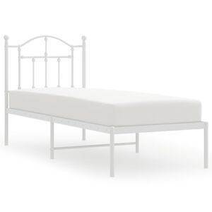 vidaXL Metallbett ohne Matratze mit Kopfteil Wei&szlig; 75x190 cm