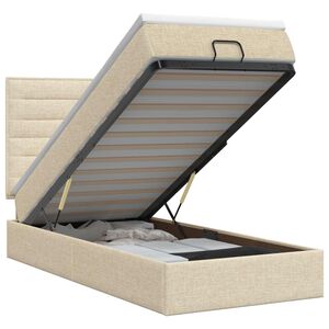 vidaXL Ottoman Bett mit Matratze mit Kopfteil Creme 90 x 190 cm Stoff