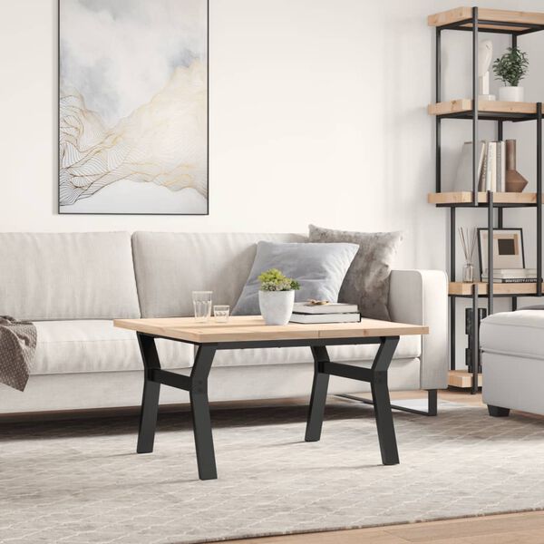 vidaXL Couchtisch Y-Gestell 80x80x45,5cm Massivholz Kiefer & Stahl