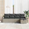 vidaXL Sofa Set mit Kissen mit Speicher 5 pcs Hellgrau Poly-Rattan