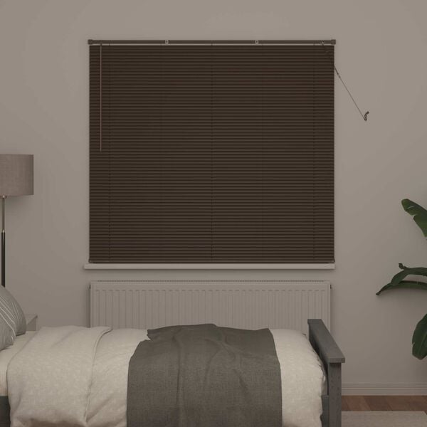 vidaXL Venetianer Jalousie Dunkelbraun mit Holzoptik 160 x 150 cm PVC