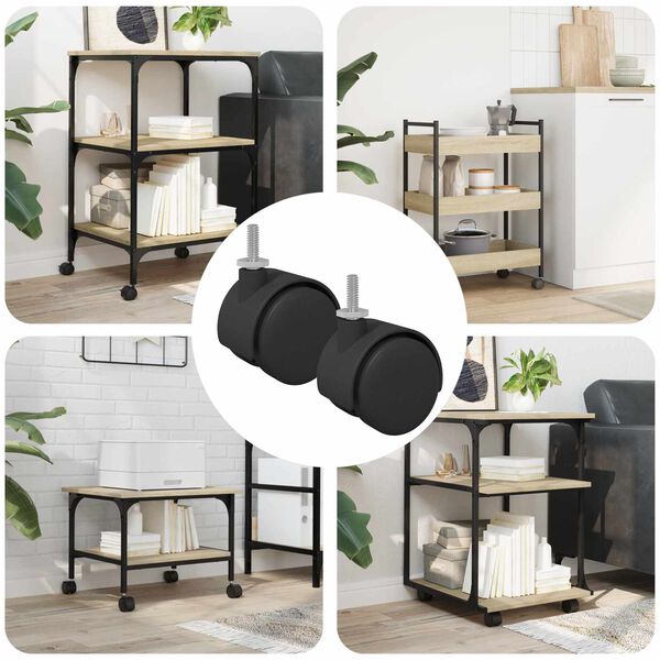 vidaXL Bockrolle 2 pcs Schwarz und Silber 40,1 x 40,1 x 37,8 mm