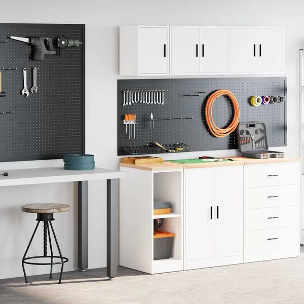 vidaXL Garagenschr&auml;nke 2 Stk. Wei&szlig; Holzwerkstoff