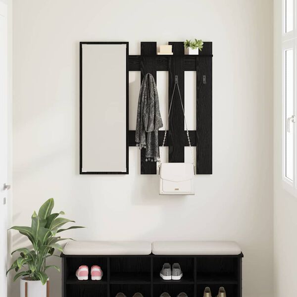 vidaXL Wandmontierter nachttisch Wandmontiert Schwarz Eichen-Optik