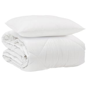 vidaXL Ganzjahresbettdecke mit Kissen 2 pcs Wei&szlig; Mikrofaser