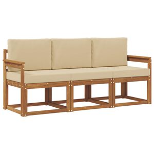 vidaXL Outdoor-Sofagarnitur 3 stk. 3-Sitzer Natur und Beige