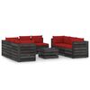 vidaXL 9-tlg. Garten-Lounge-Set mit Kissen Grau Impr&auml;gniertes Holz