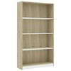 vidaXL B&uuml;cherregal 4 F&auml;cher Wei&szlig; Sonoma-Eiche 80x24x142 Holzwerkstoff