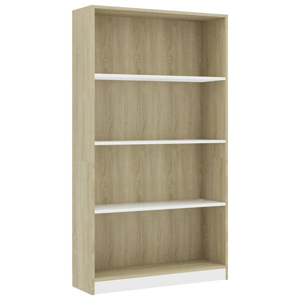 vidaXL B&uuml;cherregal 4 F&auml;cher Wei&szlig; Sonoma-Eiche 80x24x142 Holzwerkstoff