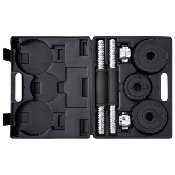 vidaXL Hantelset 19-tlg. 15 kg Gusseisen