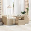 vidaXL Garten-Sofa-Set mit Speicher 7 pcs Beige Poly Rattan