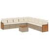 vidaXL 10-tlg. Garten-Sofagarnitur mit Kissen Beige Poly Rattan