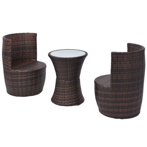 vidaXL 3-tlg. Bistro-Set mit Auflagen Poly Rattan Braun