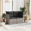 vidaXL Gartensofa 2-Sitzer mit Kissen Grau Poly Rattan