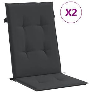 vidaXL Gartenstuhlauflagen f&uuml;r Hochlehner 2 Stk. Schwarz 120x50x3 cm