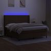 vidaXL Boxspringbett mit Matratze & LED Dunkelbraun 160x200 cm Stoff