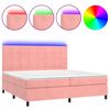 vidaXL Boxspringbett mit Matratze & LED Rosa 200x200 cm Samt