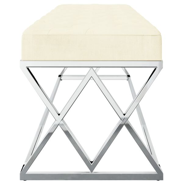 vidaXL Sitzbank Creme Samt und Edelstahl