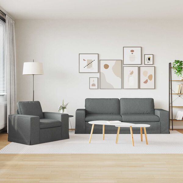 vidaXL Sofa Set 2 pcs Dunkelgrau 182 x 80 x 82 cm Stoff