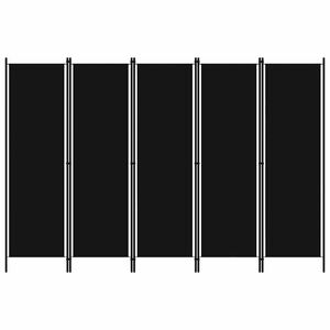 vidaXL 5-tlg. Raumteiler Schwarz 250x180 cm
