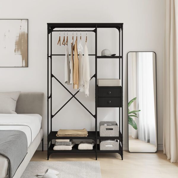 vidaXL Kleiderst&auml;nder mit Schubladen Schwarz 100x40x180 cm