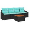 vidaXL Gartensofa-set 5 stk. Schwarz Poly-Rattan