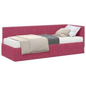 vidaXL Eckbettgestell mit Matratze 2 stk. Weinrot 80 x 200 cm Samt