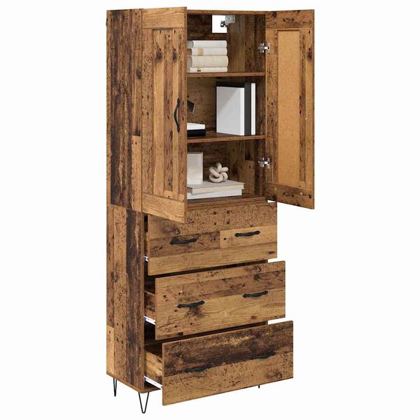 vidaXL Highboard Altholz 69,5 x 34 x 180 cm Holzwerkstoff