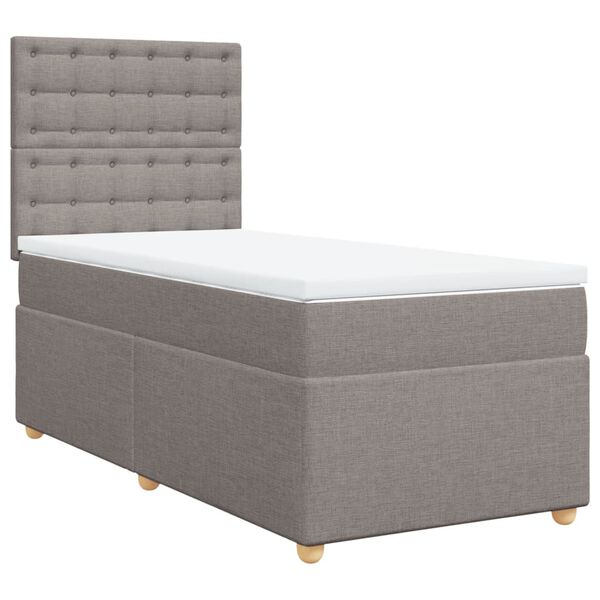 vidaXL Boxspringbett mit Matratze Taupe 100x200 cm Stoff