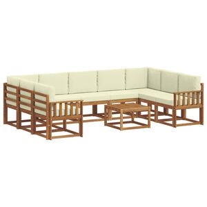 vidaXL Outdoor-Sofagarnitur 10 stk. Natur und Creme