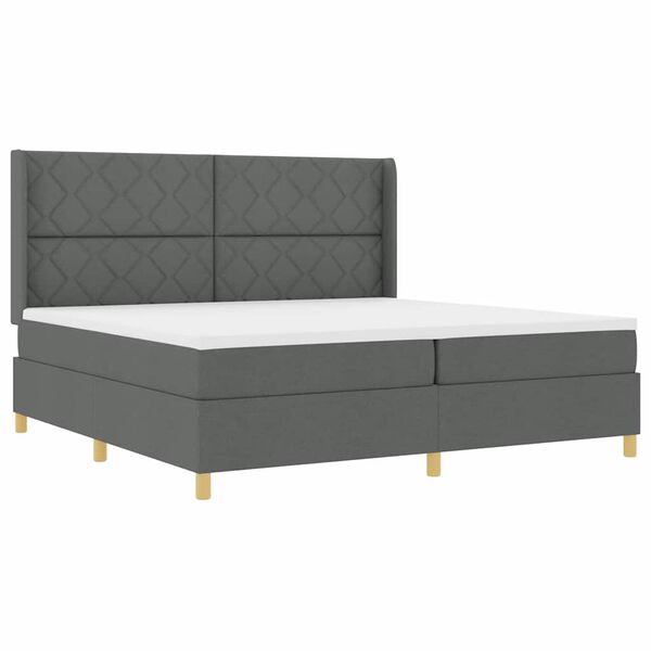 vidaXL Boxspringbett mit Matratze Dunkelgrau 200 x 200 cm Stoff