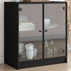 vidaXL Beistellschrank mit Glast&uuml;ren Schwarz 68x37x75,5 cm
