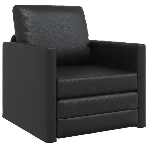 vidaXL Bodensofa mit Schlaffunktion Schwarz 112x174x55 cm Kunstleder