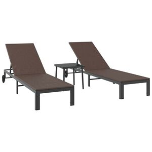 vidaXL Sonnenliege 3 stk. Poly-Rattan Braun