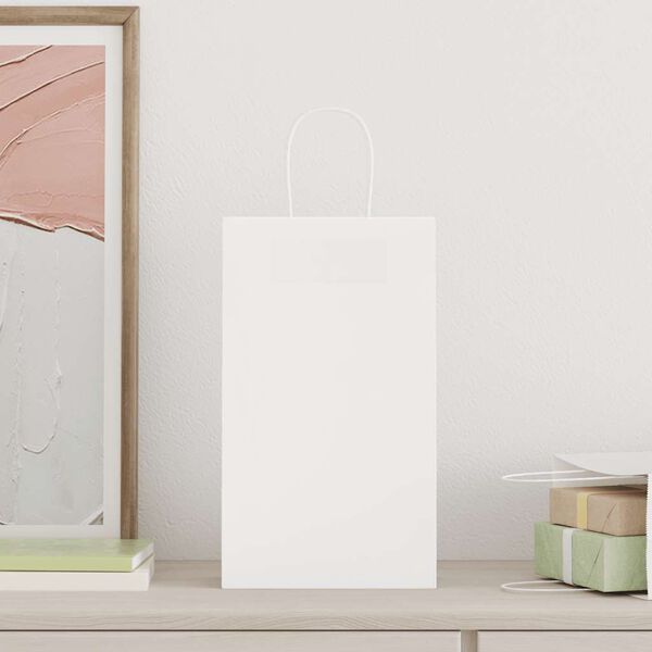 vidaXL Papiertragetaschen 250 Stk. mit Henkeln Wei&szlig; 21x11x36 cm