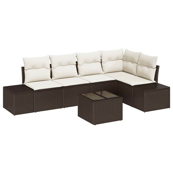 vidaXL Gartensofa-set 6 pcs Braun Poly-Rattan