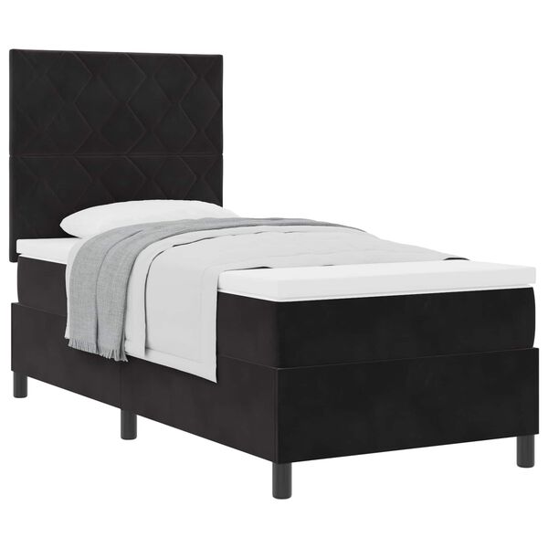 vidaXL Boxspringbett mit Matratze Schwarz 90 x 190 cm Samt
