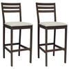 vidaXL Barhocker 2 stk. Hellbraun und Beige Massivgummi Holz und Stoff