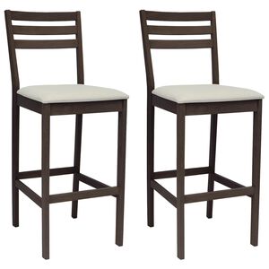 vidaXL Barhocker 2 stk. Hellbraun und Beige Massivgummi Holz und Stoff
