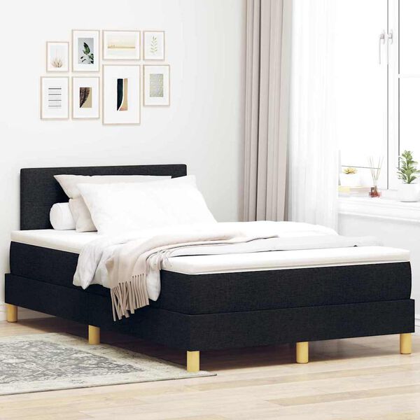 vidaXL Boxspringbett mit Matratze Schwarz 120 x 190 cm Stoff