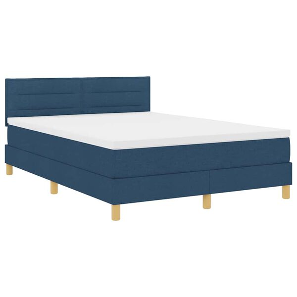 vidaXL Boxspringbett mit Kissen mit Kopfteil Blau 160 x 200 cm Stoff