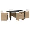 vidaXL Garten Essgruppe mit Kissen 5 pcs Beige Poly-Rattan
