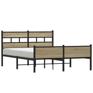 vidaXL Metallbett ohne Matratze Sonoma-Eiche 160x200 cm