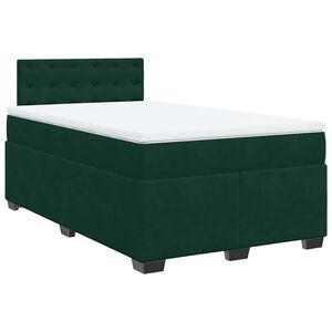 vidaXL Boxspringbett mit Matratze Dunkelgr&uuml;n 140x190 cm Samt