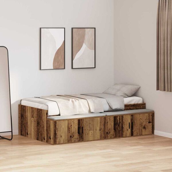 vidaXL Bett mit Stauraum Altholz 75 x 190 cm Holzwerkstoff