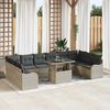 vidaXL Garten-Sofa-Set mit Kissen 11 pcs Hellgrau Poly Rattan