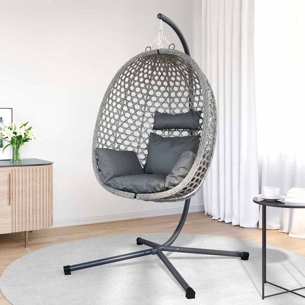 vidaXL Hängendes Ei-Stuhl Anthrazit und Grau 104 x 100 x 191 cm